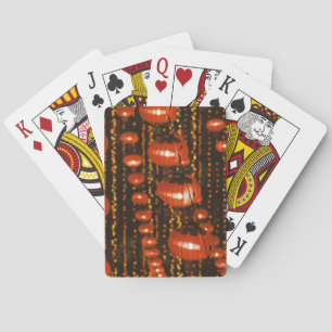 Asia, China, Beijing. Red Chinese lanterns, Playing Cards