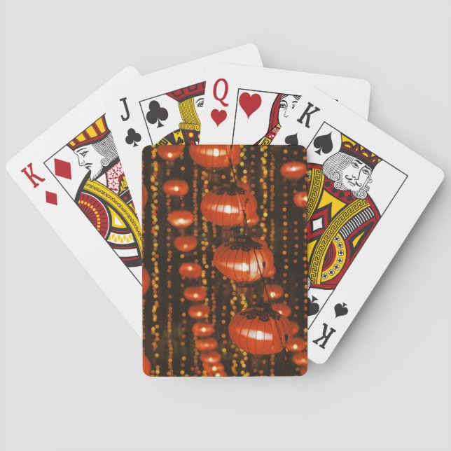 Asia, China, Beijing. Red Chinese lanterns, Playing Cards (Back)