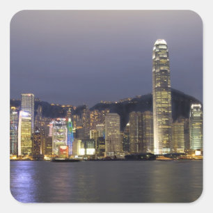 Asia, China, Hong Kong, city skyline and 2 Square Sticker