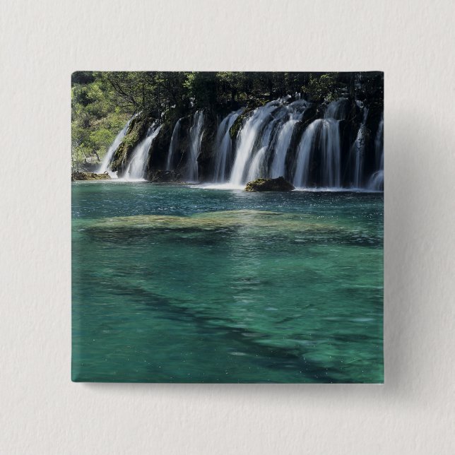 Asia, China, Sichuan Province, Jiuzhaigou 15 Cm Square Badge (Front)