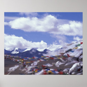 Asia, China, Tibet, Tangla Pass. Prayer flags, Poster