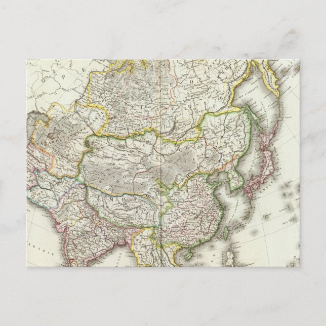 Asia Engraved Map Postcard (Front)