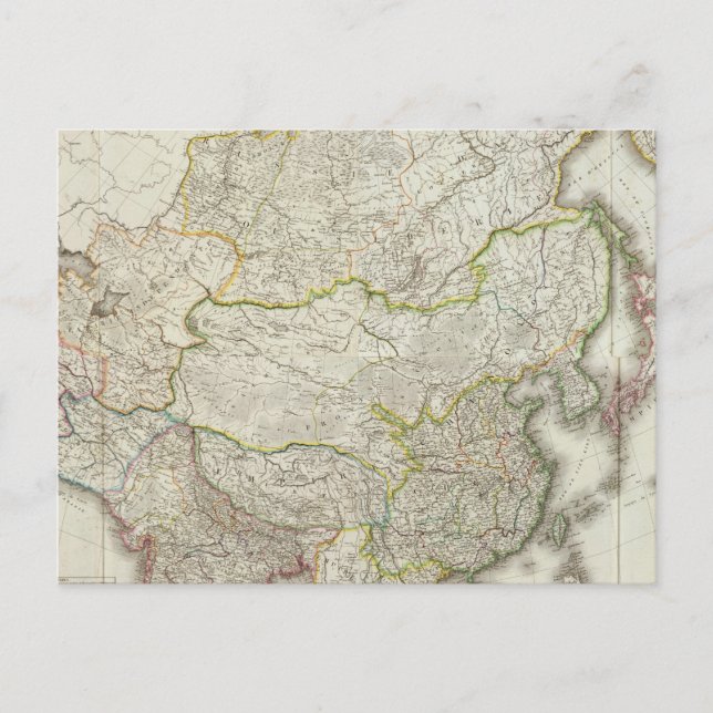 Asia Engraved Map Postcard (Front)