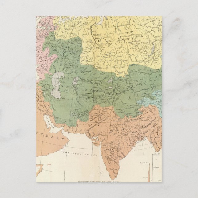 Asia, Europe river systems Postcard (Front)