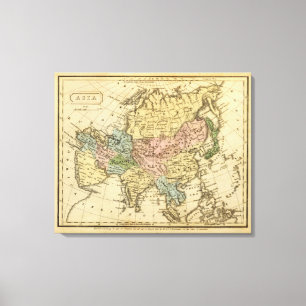 Asia Hand Coloured Atlas Map 2 Canvas Print