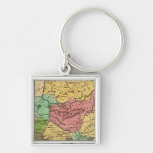 Asia Hand Coloured Atlas Map 2 Key Ring