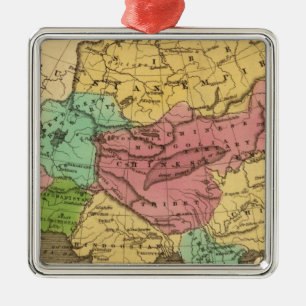 Asia Hand Coloured Atlas Map 2 Metal Tree Decoration