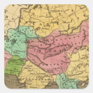 Asia Hand Coloured Atlas Map 2 Square Sticker