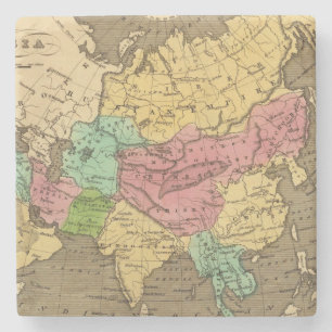 Asia Hand Coloured Atlas Map 2 Stone Coaster