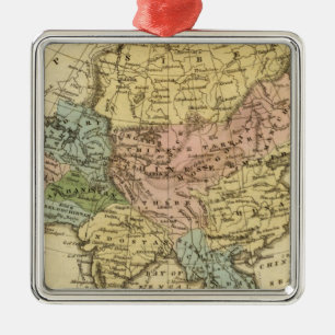 Asia Hand Coloured Atlas Map Metal Tree Decoration