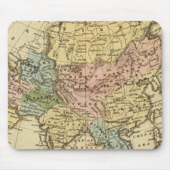 Asia Hand Coloured Atlas Map Mouse Mat (Front)