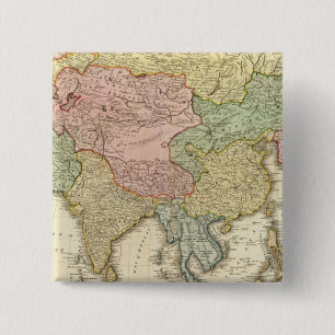 Asia Hand Coloured Map 15 Cm Square Badge