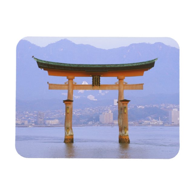 Asia, Japan, Hiroshima. Mivaiima. Torii Gate Magnet (Horizontal)