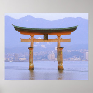 Asia, Japan, Hiroshima Mivaiima. Torii Gate Poster