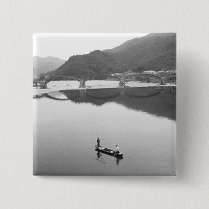 Asia, Japan, Iwakuni. Fishermen and historic 2 15 Cm Square Badge