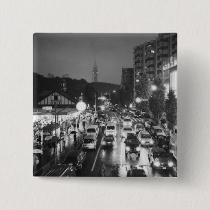 Asia, Japan, Tokyo. Evening, Harajuku Station, 15 Cm Square Badge