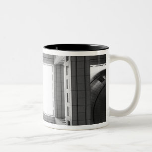 Asia, Japan, Tokyo. Fuji TV Building, looking Two-Tone Coffee Mug