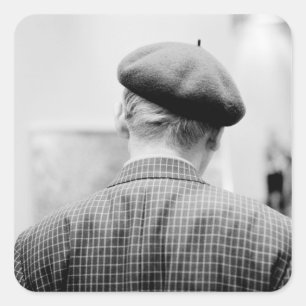 Asia, Japan, Tokyo. Man with Beret, Tokyo Metro Square Sticker