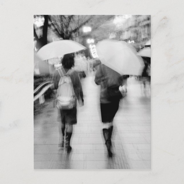 Asia, Japan, Tokyo. Young women and umbrellas. Postcard (Front)