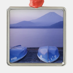 Asia, Japan, Yamanashi, Rowboats on Motosu Lake Metal Tree Decoration