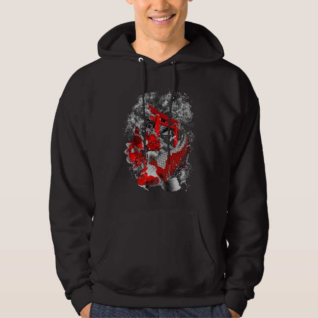 Asia Koi Fish Lotus Flower Temple Sakura Water Lil Hoodie (Front)
