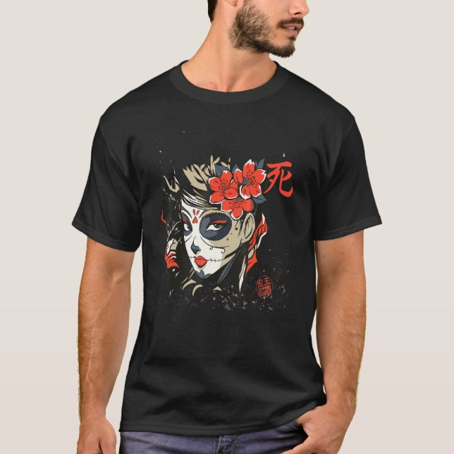 Asia La Catrina Flower Tattoo Sugar Mask Girl Wome T-Shirt (Front)