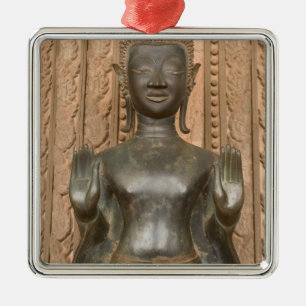 Asia, Laos, Vientiane, Bronze Buddha at Hawn Metal Tree Decoration