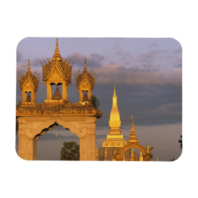Asia, Laos, Vientiane. That Luang Temple. Magnet (Horizontal)