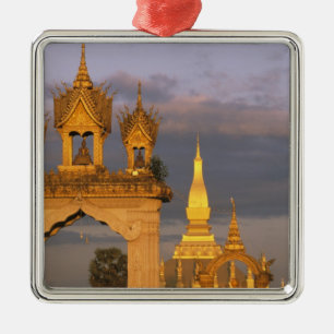 Asia, Laos, Vientiane. That Luang Temple. Metal Tree Decoration