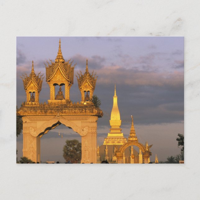 Asia, Laos, Vientiane. That Luang Temple. Postcard (Front)
