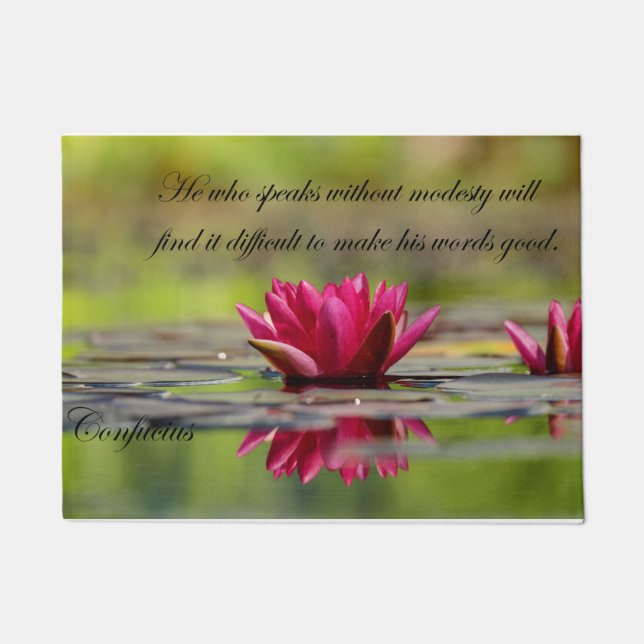 Asia Lotus Flower with Confucius Quotes Doormat (Front)