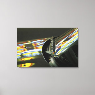 Asia, Malaysia, Melaka. Neon reflections in car Canvas Print