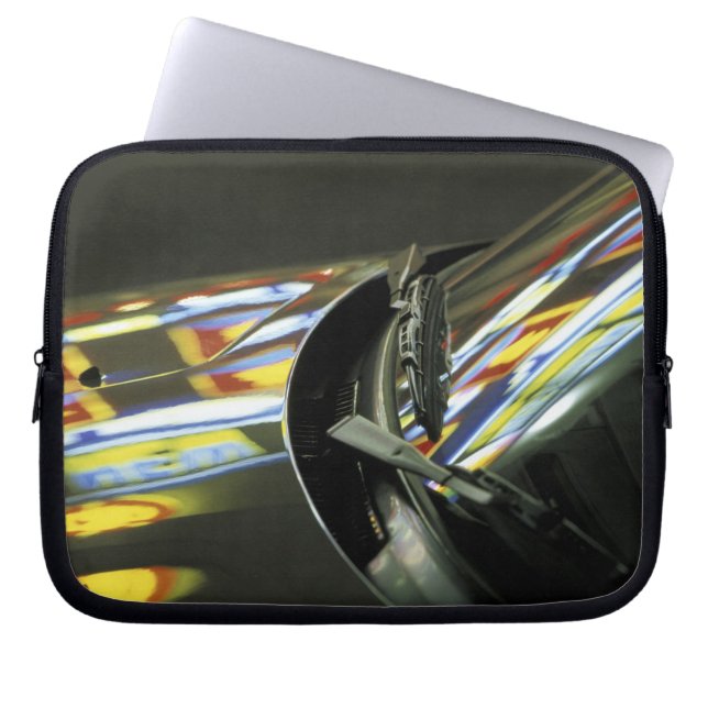 Asia, Malaysia, Melaka. Neon reflections in car Laptop Sleeve (Front)
