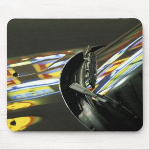 Asia, Malaysia, Melaka. Neon reflections in car Mouse Mat