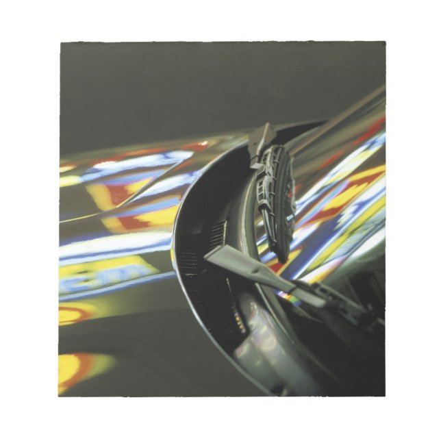 Asia, Malaysia, Melaka. Neon reflections in car Notepad (Front)