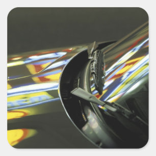 Asia, Malaysia, Melaka. Neon reflections in car Square Sticker