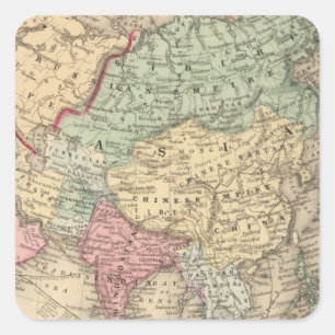 Asia Map by Mitchell Square Sticker
