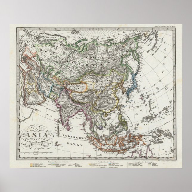 Asia Map by Stieler Poster (Front)