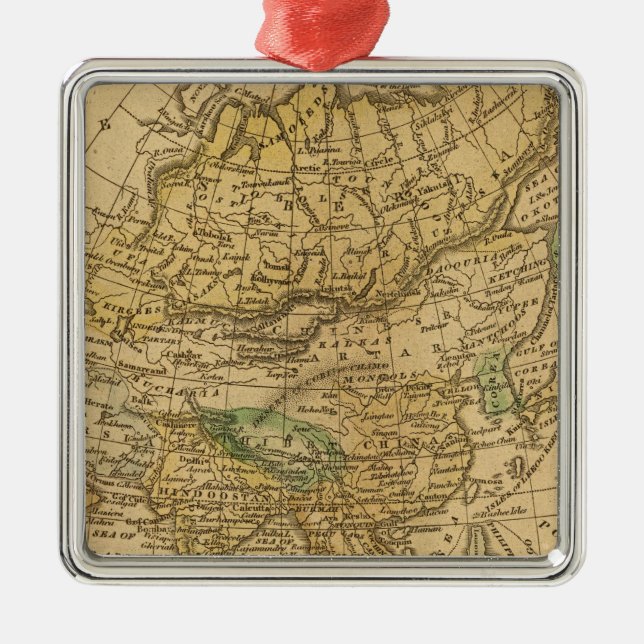 Asia  Map by Worcester Metal Tree Decoration (Front)