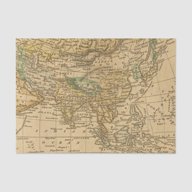 Asia  Map by Worcester Tissue Paper (Front)