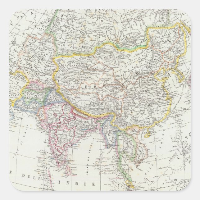 Asia Map Square Sticker (Front)