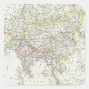 Asia Map Square Sticker