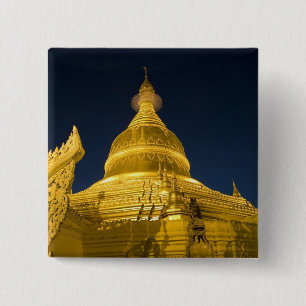 Asia, Maynmar, Yangon, Buddhist temple in Yangon 15 Cm Square Badge