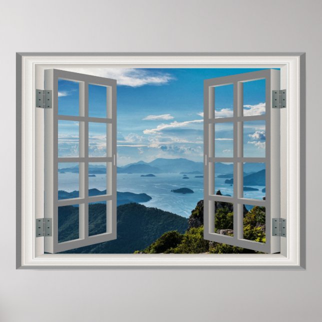 Asia mountains 🍂 Fake Window Frame Poster (Front)