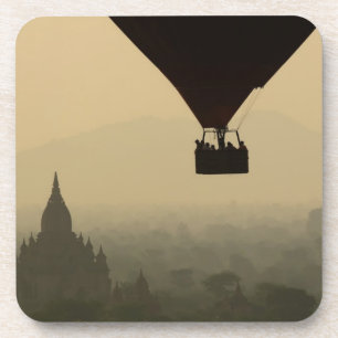 Asia, Myanmar, Bagan, balloon over temples of Coaster