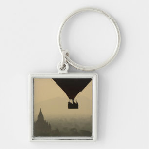 Asia, Myanmar, Bagan, balloon over temples of Key Ring
