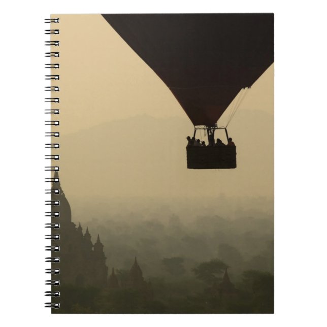 Asia, Myanmar, Bagan, balloon over temples of Notebook (Front)