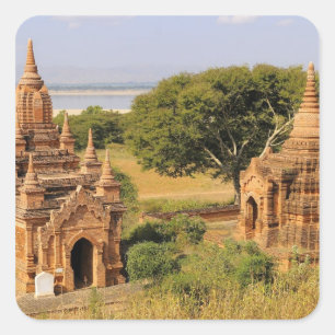 Asia, Myanmar (Burma), Bagan (Pagan). Various 2 Square Sticker