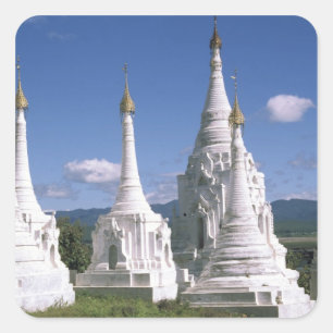 Asia, Myanmar, Inle Lake. Pagodas. 2 Square Sticker