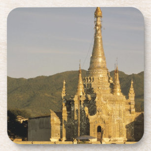 Asia, Myanmar, Inle Lake. Pagodas. Coaster